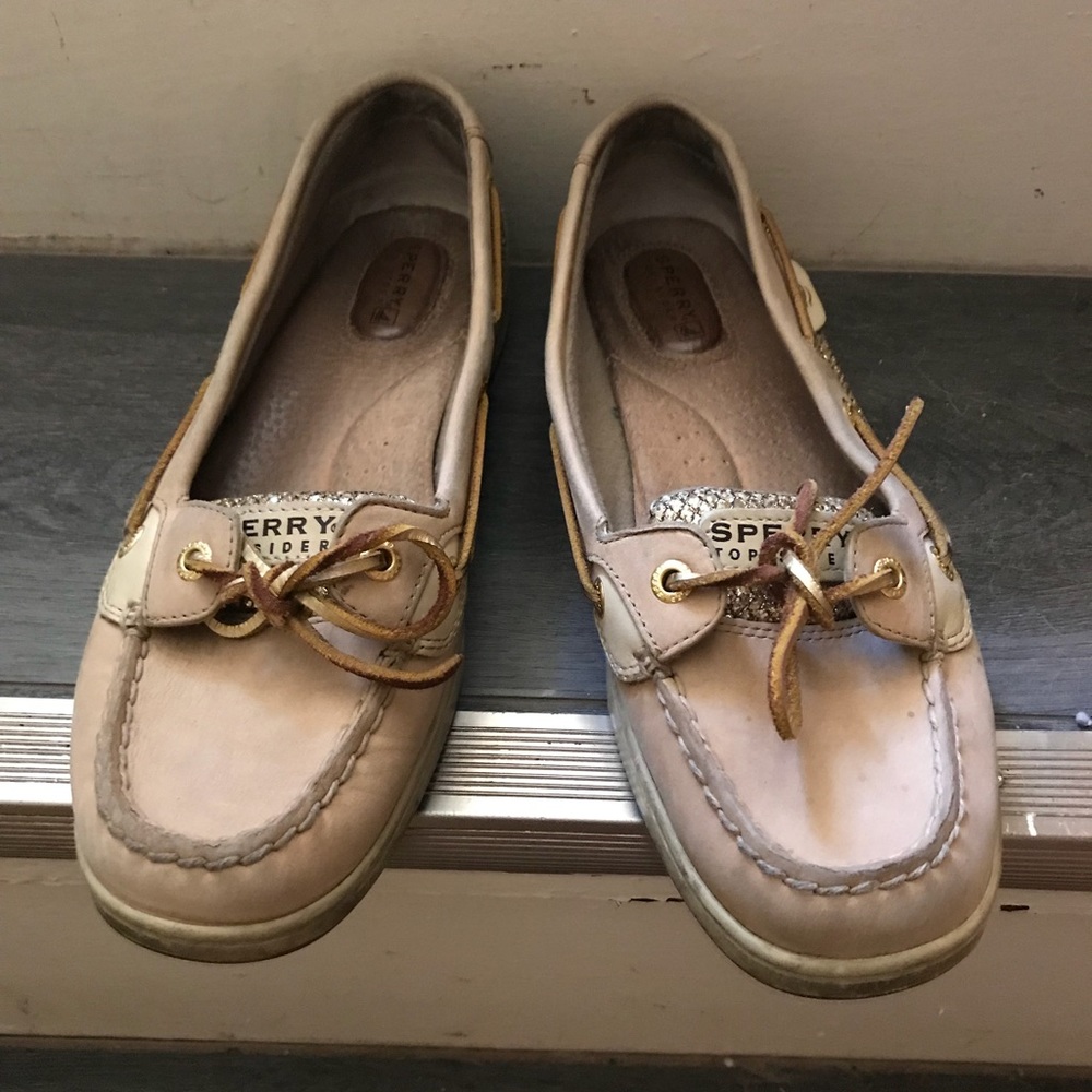 Glittery gold Sperrys